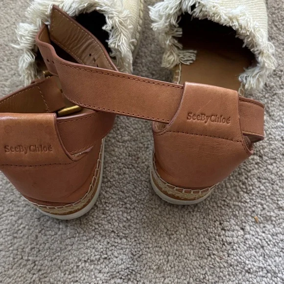 See By Chloe Cream and Brown Espadrille Flats - Picture 3 of 3